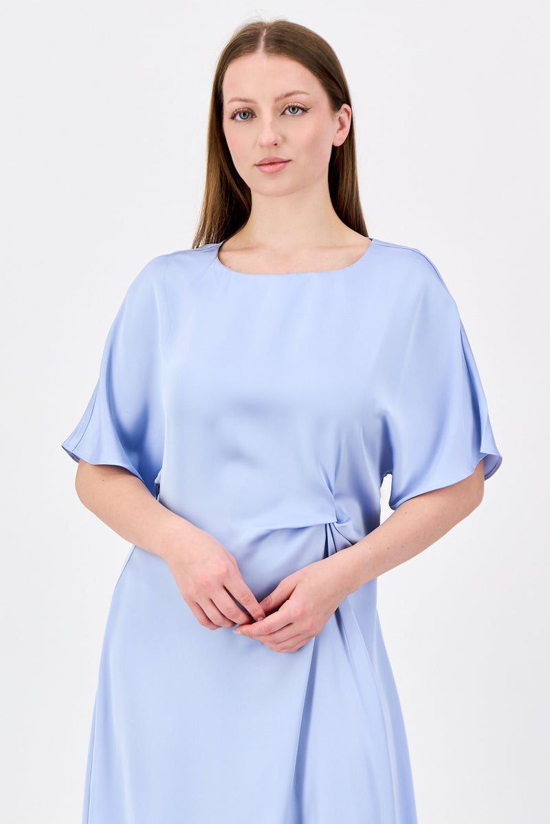 bebe Women Solid Maxi Dress, Light Blue - Image 2